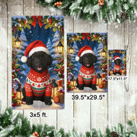 Santa Hat Festive Sweater Yard Flag, Black Poodle Christmas Garden Flag, Double Sided Dog Holiday Lawn Flag, Pet Lover Lawn Decor