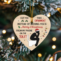 Rude Gag Present Christmas Heart Keepsake, Humorous Toilet Humor Heart Ornament, Ceramic Holiday Tree Decor, Secret Santa Heart Ornament Present