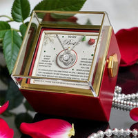 Best Friend Friendship Knot Necklace, Bestie Love Knot Necklace, CZ Crystal Pendant Necklace, Rotating Rose Box, Birthday Christmas Present