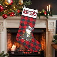 Red Buffalo Plaid Pet Stocking, Personalized Cat Christmas Stocking, Custom Name Cat Holiday Stocking, Adorable Cat Lover Xmas Present Stocking