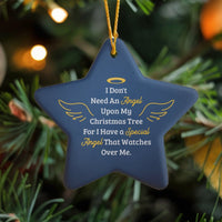 Loss of Loved One Star Ornament, Memorial Angel Wings Ornament, Ceramic Sympathy Keepsake, Remembrance Christmas Tree Ornament Present
