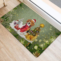Merry Christmas Dog Snow Tree Welcome Mat, Beagle Christmas Doormat, Holiday Entryway Doormat, Non-Slip Indoor Outdoor Dog Lover Present