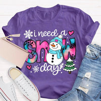 Winter Holiday Graphic Tee, Snow Day Snowman Christmas Tree T-Shirt, Adorable Snowman Tree Shirt, Humorous Winter Season Tee, Christmas Snow Present