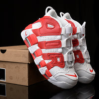 Sneakers, White Red Colorway, Lace Up Design, Casual Gift for Sneaker Fans