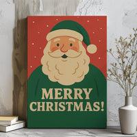 Merry Christmas Wall Canvas Decor, Retro Santa Claus Canvas Art, Vintage Holiday Canvas Print, Festive Winter Home Wall Art Decor