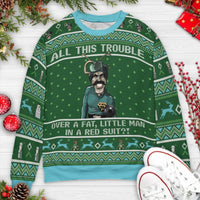 Humorous Holiday Party Sweater, Ugly Christmas Sweatshirt All-Over Print, Retro Festive Xmas Graphic Crewneck, Gag Present for Christmas