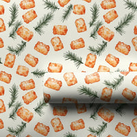 Humorous Foodie Holiday Gift Wrap, Tater Tot Christmas Wrapping Paper, Whimsical Potato Pine Wrapping Paper, Secret Santa Xmas Gift Wrap Roll