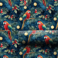 Tropical Holiday Bird Gift Wrap, Macaw Christmas Wrapping Paper, Watercolor Scarlet Macaw Wrapping Paper, Festive Winter Present Wrap