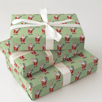 Whimsical Santa Gift Wrap, Tennis Santa Christmas Wrapping Paper, Green Tennis Wrapping Paper, Sports Fan Holiday Present Wrapping Paper
