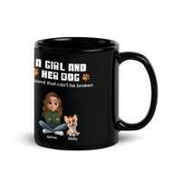 Custom Girl and Corgi Coffee Cup, Personalized Dog Mom Ceramic Mug, Adorable Dog Owner Illustration Tea Mug, Pet Lover Christmas Present