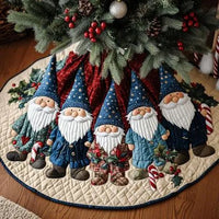 Quilted Holiday Gnome Decor, Gnome Christmas Tree Skirt, Cotton Poly Blend Tree Base Cover, Comfy Xmas Home Decor Present