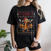 Humorous Screaming Chicken Holiday Tee, F Caw F Ugly Christmas T-Shirt, Retro Xmas Chicken Graphic Shirt, Sarcastic Christmas Party Tee