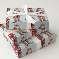 Western Christmas Gift Wrap, Cowboy Santa Wrapping Paper, Country Holiday Wrapping Paper, Rustic Santa Claus Gift Wrap Roll for Presents