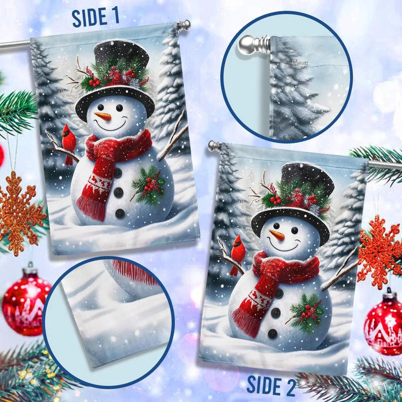 Double Sided Christmas Yard Flag, Snowman Welcome Winter Garden Flag, Holiday Snowman Lawn Flag, Winter Outdoor Decor Present