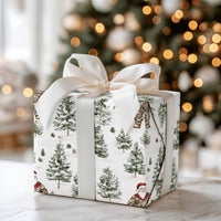 Watercolor Winter Forest Santa Gift Wrap, Camo Santa Wrapping Paper, Rustic Pine Tree Christmas Wrapping Paper, Outdoorsy Holiday Gift Wrap