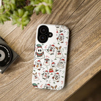 Adorable Festive Santa Hat Ghosts Pattern Cover, Christmas Ghost Phone Case iPhone, Spooky Season Xmas Holiday Tough iPhone Case, Winter Present