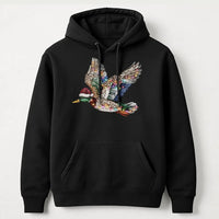 Christmas Duck Hunter Hooded Sweatshirt, Sparkling Rhinestone Mallard Duck Hoodie, Winter Outdoor Pullover Hoodie, Holiday Hunter Present