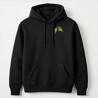 Humorous Stoner Christmas Graphic Hoodie, Green Monster Hands Hoodie, Spooky Holiday Pullover Hoodie, Retro Weed Streetwear Hooded Sweatshirt