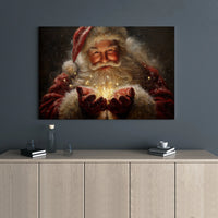 Sparkling Christmas Canvas Print, Santa Claus Canvas Wall Art, Magical Santa Portrait Canvas, Holiday Season Wall Art, Christmas Room Decor