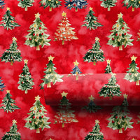 Colorful Star Tree Wrapping Paper, Watercolor Christmas Tree Wrapping Paper, Red Holiday Gift Wrap, Festive Present Wrapping Paper