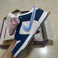 Low Top Sneakers, Blue White Colorway, Lace Up Design, Casual Gift for Sneaker Fans