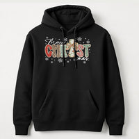 Leopard Plaid Religious Cross Sweatshirt, Merry Christ-mas Hoodie, Christian Faith Christmas Pullover, Faith-Based Holiday Hoodie