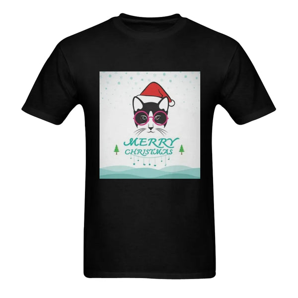Santa Hat Cat T-Shirt, Smart Kitty Christmas Shirt, Glasses Cat Holiday Shirt, Humorous Xmas Kitty Tee, Cat Lover Christmas P