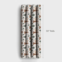 Rustic Winter Calf Gift Wrap, Highland Cow Christmas Wrapping Paper, Farmhouse Pine Tree Wrapping Paper, Watercolor Cow Holiday Gift Wrap