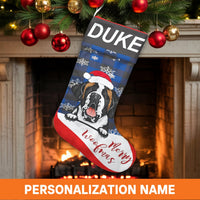 Custom Name Dog Christmas Stocking, Personalized St Bernard Christmas Stocking, Adorable Pet Holiday Stocking, St Bernard Dog Lover Xmas Present