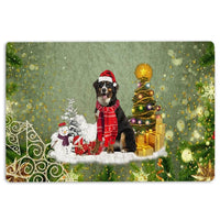 Bernese Mountain Dog Welcome Mat, Bernese Mountain Dog Christmas Doormat, Bernese Dog Floor Mat, Dog Lover Holiday Entrance Rug, Winter Present