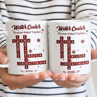 Custom Linked Names Ceramic Mug, Personalized Family Name Crossword Mug, Forever Connected Coffee Mug, Christmas Family Keepsake Tea Cup