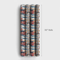 NYC Yellow Taxi Holiday Wrapping Paper, New York Christmas Wrapping Paper, Watercolor Skyline Wrapping Paper, Urban City Travel Gift Wrap