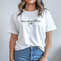 Minimalist Christian Faith Graphic Tee, Mary Did You Know Christmas T-Shirt, Religious Holiday Bible Verse Shirt, Jesus Christmas Present Tee