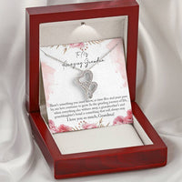 Interlocking Heart Pendant, Grandma Double Heart Necklace, 14K White Gold Finish Heart Necklace, Birthday Christmas Present for Grandmother