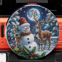Reindeer Full Moon Tire Cover, Christmas Snowman Spare Tire Cover, Holiday Winter Wheel Cover, Jeep SUV Spare Tire Cover