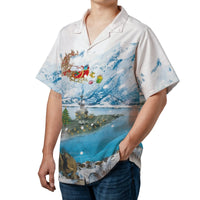 Santa Claus Christmas Hawaiian Shirt, Aircraft Carrier Hawaiian Shirt, Military Naval Aloha Shirt, Holiday Veteran Hawaiian Shirt Present