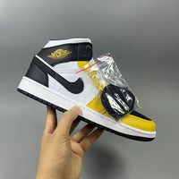 High Top Sneakers, Black Yellow Colorway, Lace Up Design, Casual Gift for Sneaker Fans