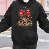 Christian Christmas Scene Pullover, The Greatest Present of All Nativity Hoodie, Jesus Birth Scripture Hooded Sweatshirt, Religious Holiday