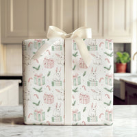 Watercolor Rabbit Holiday Gift Wrap, Adorable Bunny Christmas Wrapping Paper, Pastel Winter Bunny Wrapping Paper, Whimsical Xmas Gift Wrap