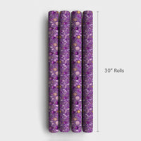 Luxury Ornament Holiday Wrapping Paper, Purple and Gold Christmas Wrapping Paper, Elegant Bauble Wrapping Paper, Festive Winter Gift Wrap
