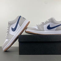 Low Top Sneakers, Blue White Gray Colorway, Lace Up Design, Casual Gift for Sneaker Fans