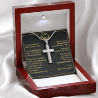 Religious Stainless Steel Cross Pendant, Cross Necklace for Dad, Sentimental Message Card Necklace, Birthday Christmas Present from Daughter