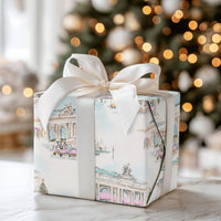 Watercolor New York Christmas Wrapping Paper, NYC Grand Central Gift Wrap, Snowy City Yellow Cab Gift Wrapping Paper, Holiday Present Wrap