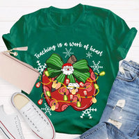 Bow Apple Christmas Shirt, Teacher Christmas Shirt, Holiday Lights Teacher Tee, Adorable School Holiday Shirt, Teacher Christmas Present