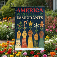 Christmas Solidarity Garden Flag, America Was Built by Immigrants Garden Flag, Patriotic Yard Flag, Seasonal Holiday Garden Banner Present