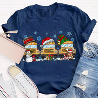 Snowflake Holiday Graphic T-Shirt, School Bus Christmas Shirt, Adorable Bus Driver Christmas Tee, Back to School Winter Holiday Shirt