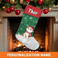 Custom Name Pet Christmas Stocking, Personalized Cat Christmas Stocking, Adorable Kitten Holiday Stocking, Cat Lover Xmas Home Decor Present