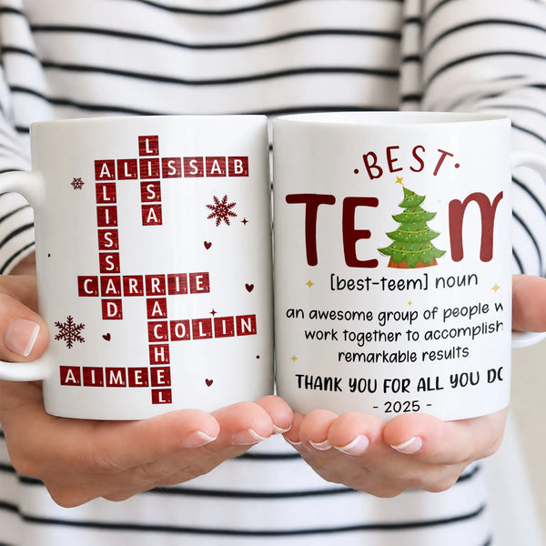 Holiday Office Staff Appreciation Mug, Best Team Christmas Ceramic Mug, Festive Employee Thank You Coffee Cup, Coworker Xmas 