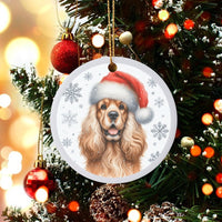 Santa Hat Dog Ornament, Cocker Spaniel Christmas Ornament, Ceramic Pet Keepsake Ornament, Holiday Dog Tree Decor, Dog Lover Present