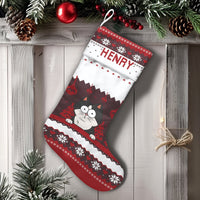 Ugly Sweater Holiday Christmas Stocking, Personalized Black Cat Christmas Stocking, Adorable Cat Lover Christmas Stocking, Custom Xmas Decor